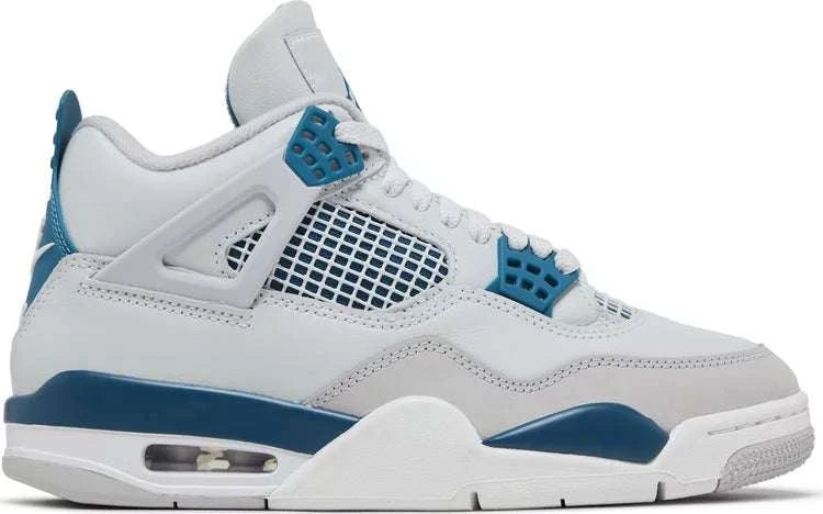 Jordan 4 Retro Military Blue sneaker showcasing classic silhouette with bold blue colorway