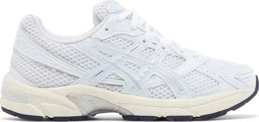 Asics Gel-1130 women's sneakers in white and soft sky colorway, minimalist and versatile design