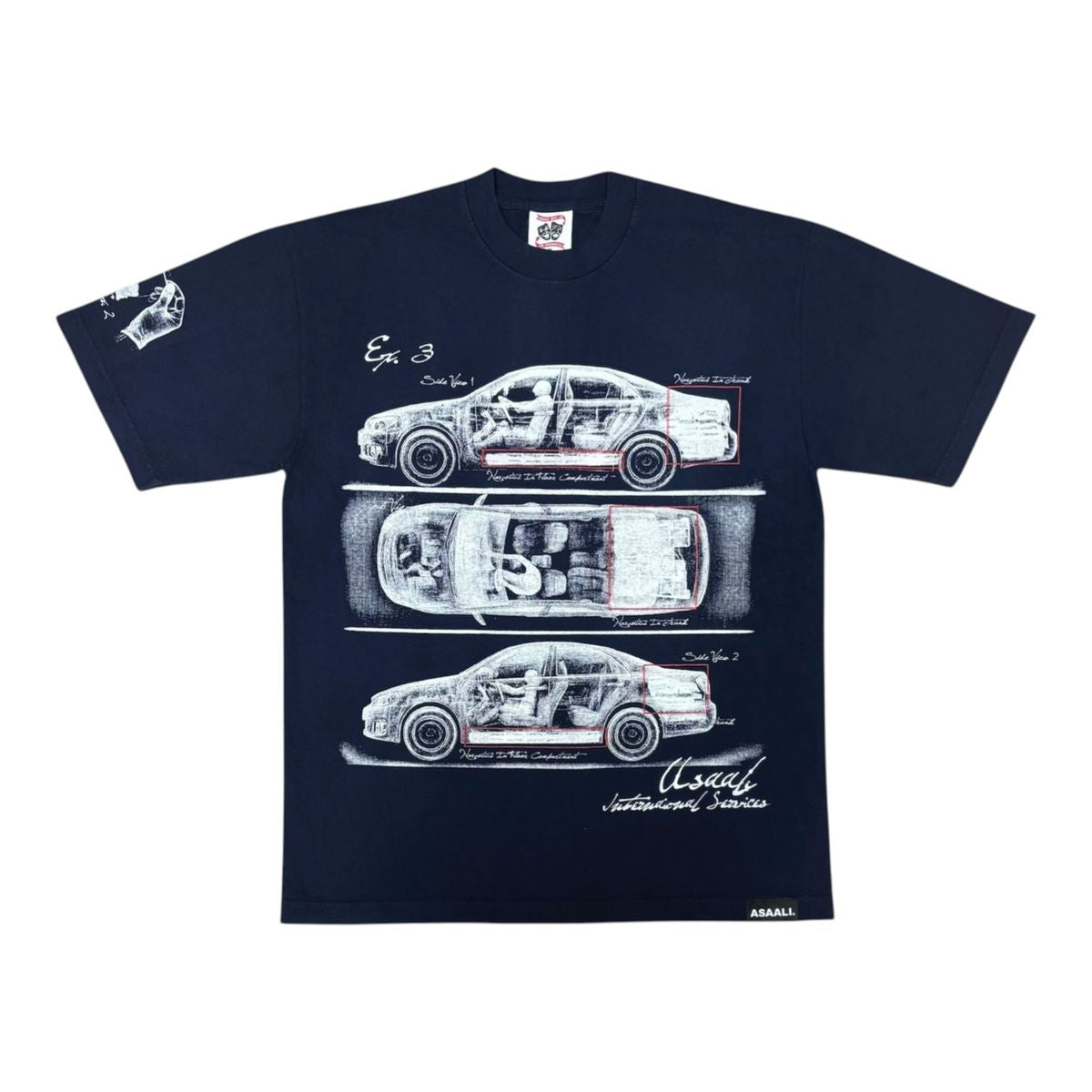 ASAALI X-Ray Transportation T-Shirt featuring an X-ray style graphic of transportation machinery