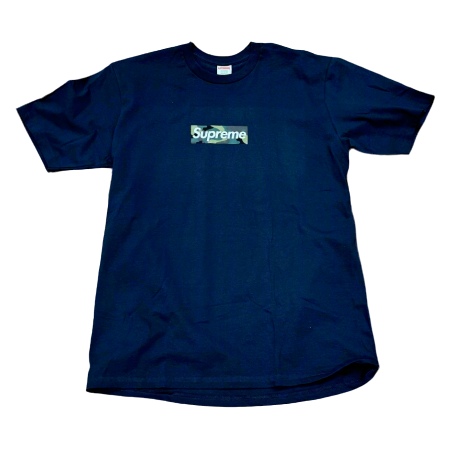 SUPREME SHIRT CAMO with iconic box logo and urban camouflage pattern for streetwear style
