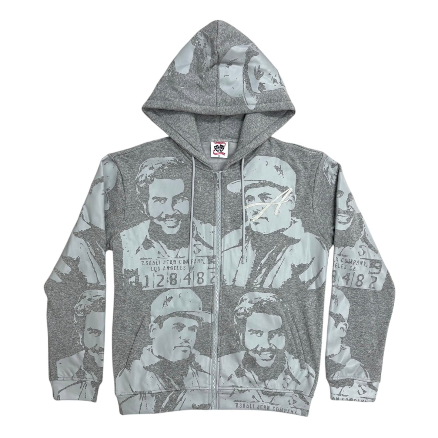 ASAALI Grey Monochrome Cartel Hoodie in minimalist grey design for versatile streetwear style
