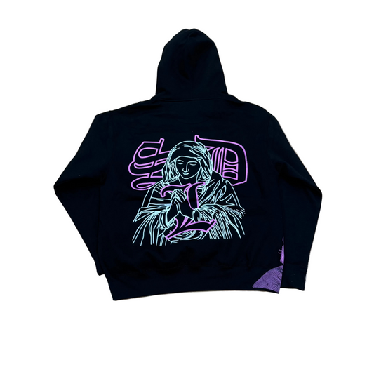 SKYS DA LIMIT PINK VIRGIN MARY RHINESTONE HOODIE