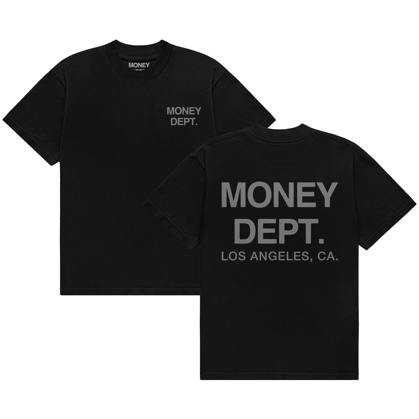 MONEY DEPT CLASSIC BLACK & GREY PUFF PRINT T-SHIRT