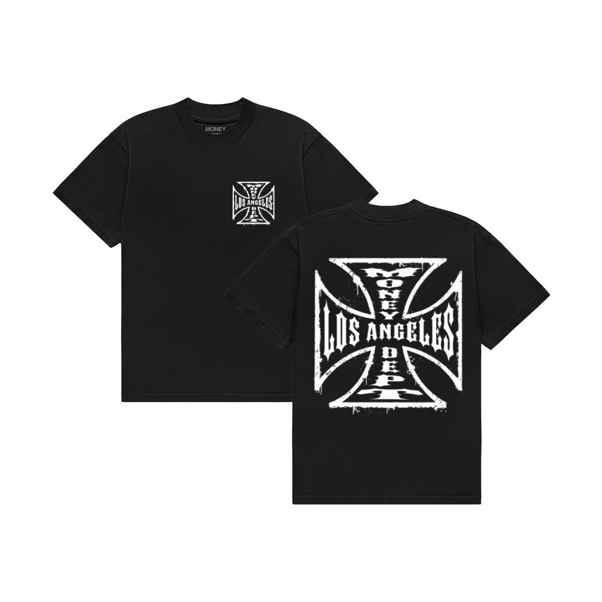 MONEY DEPT SPRAY CROSS T-SHIRT
