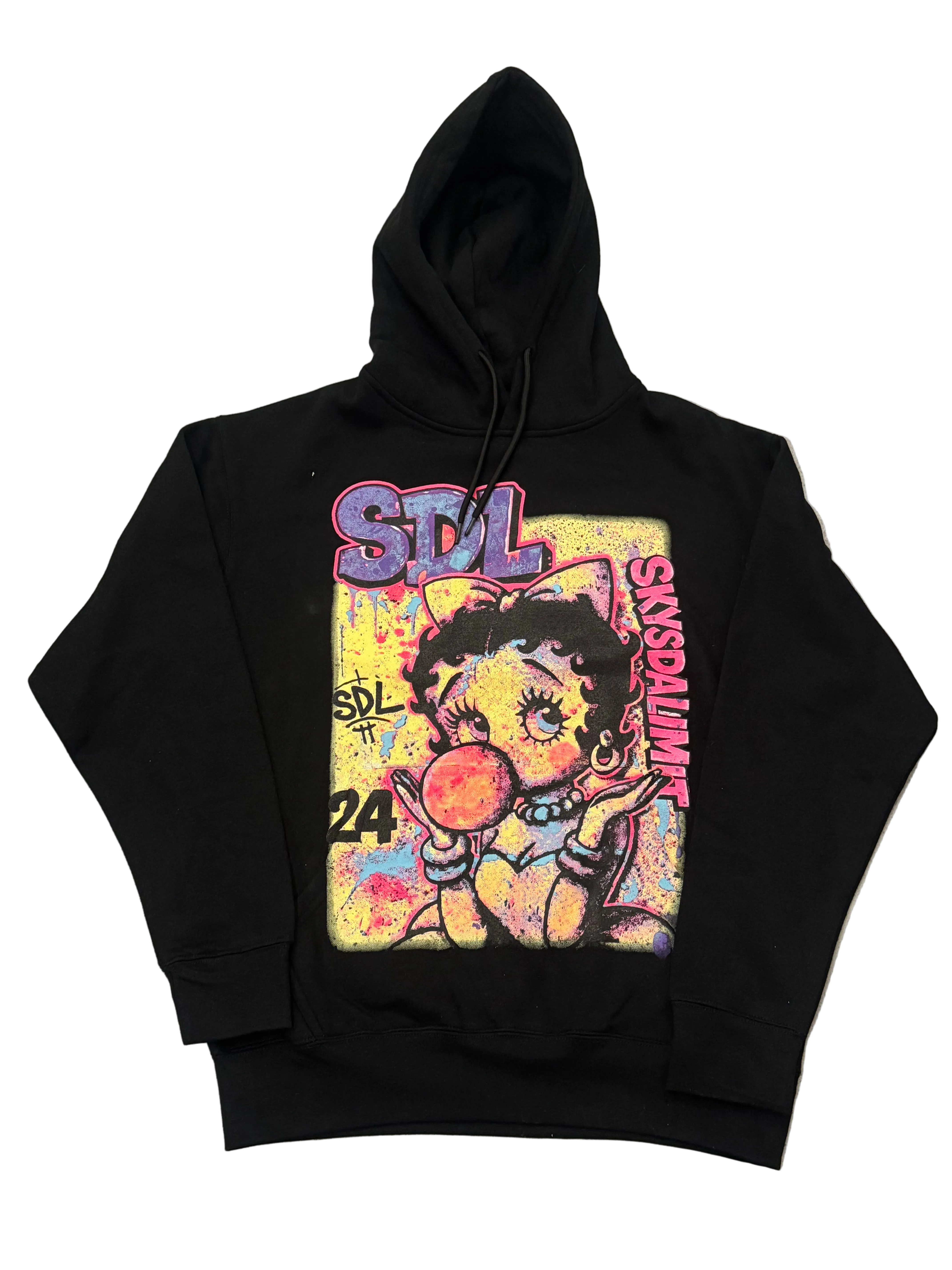 SKY DA LIMIT BETTY BOOP PAINT BLACK HOODIE