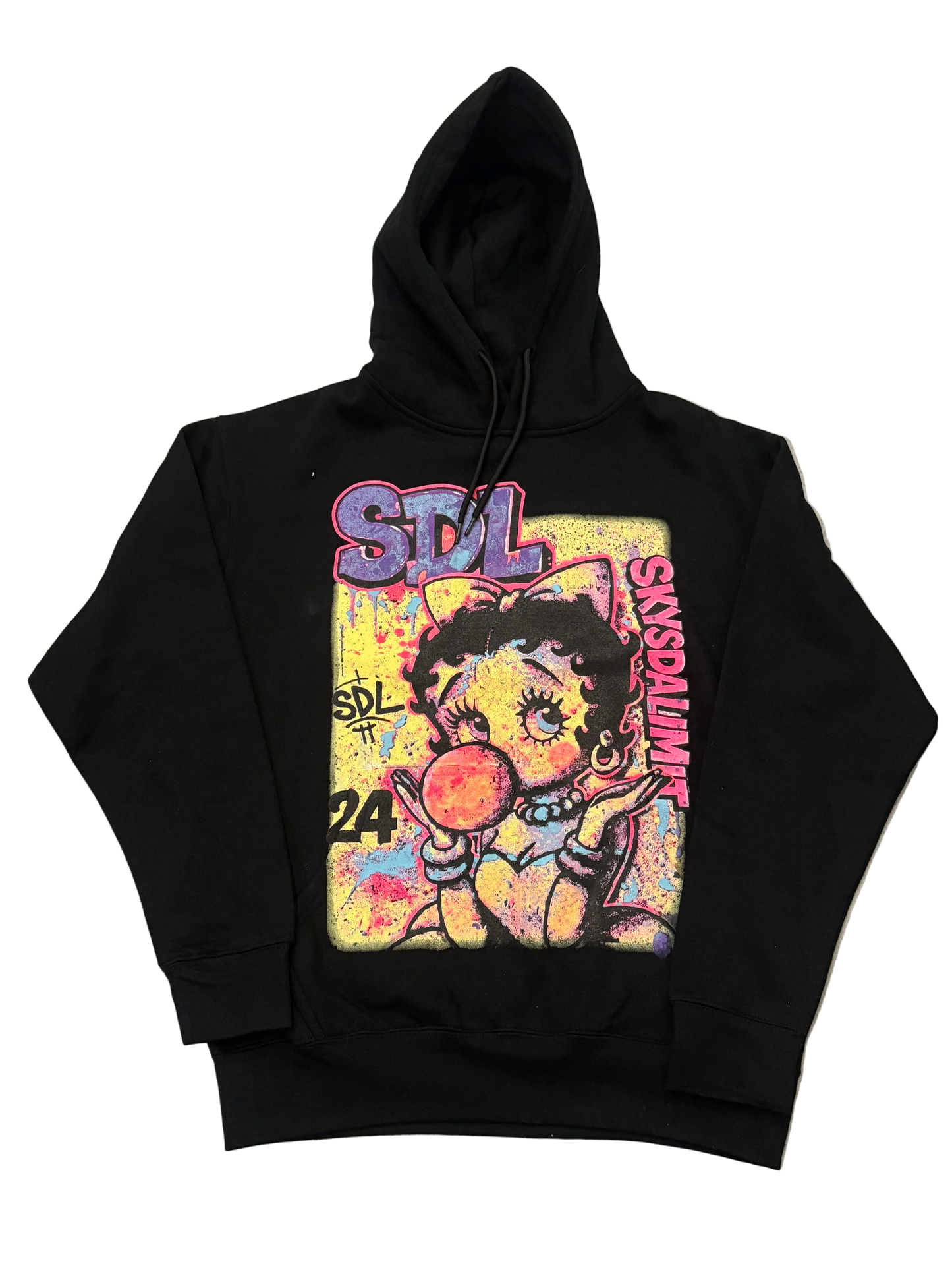 SKY DA LIMIT BETTY BOOP PAINT BLACK HOODIE