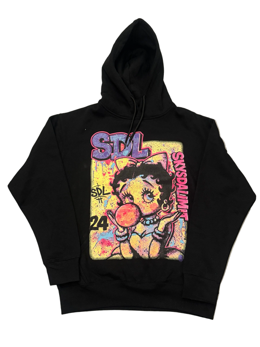 SKY DA LIMIT BETTY BOOP PAINT BLACK HOODIE