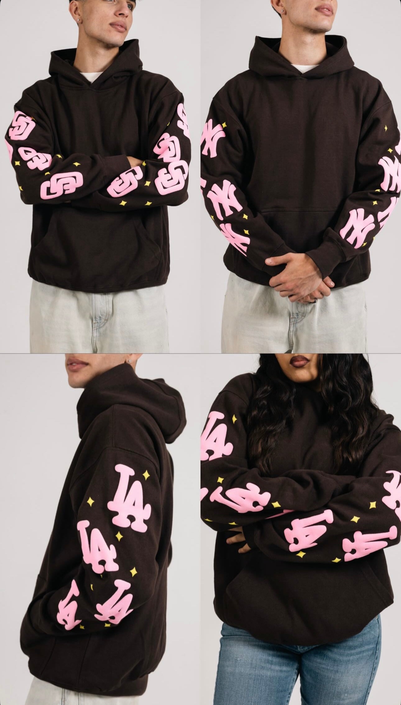 LOS ANGELES HOODIES (BROWN/PINK)
