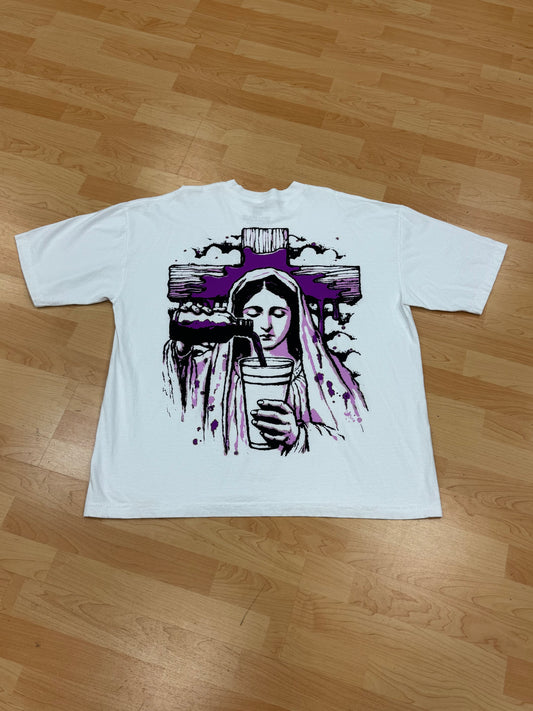 THAT’S A AWFUL LOT OF COUGH SYRUP ROSARY GRAPHIC T-SHIRT (LIGHTLY USED)