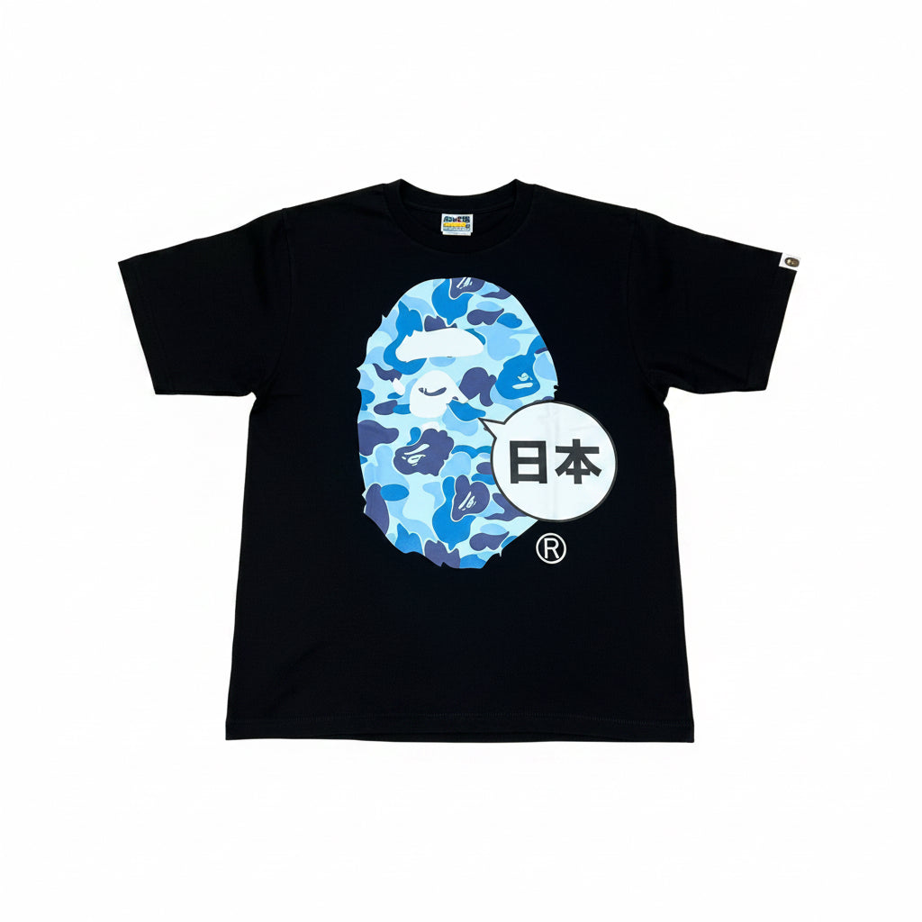 BAPE APE HEAD BLACK & BLUE JAPAN T-SHIRT