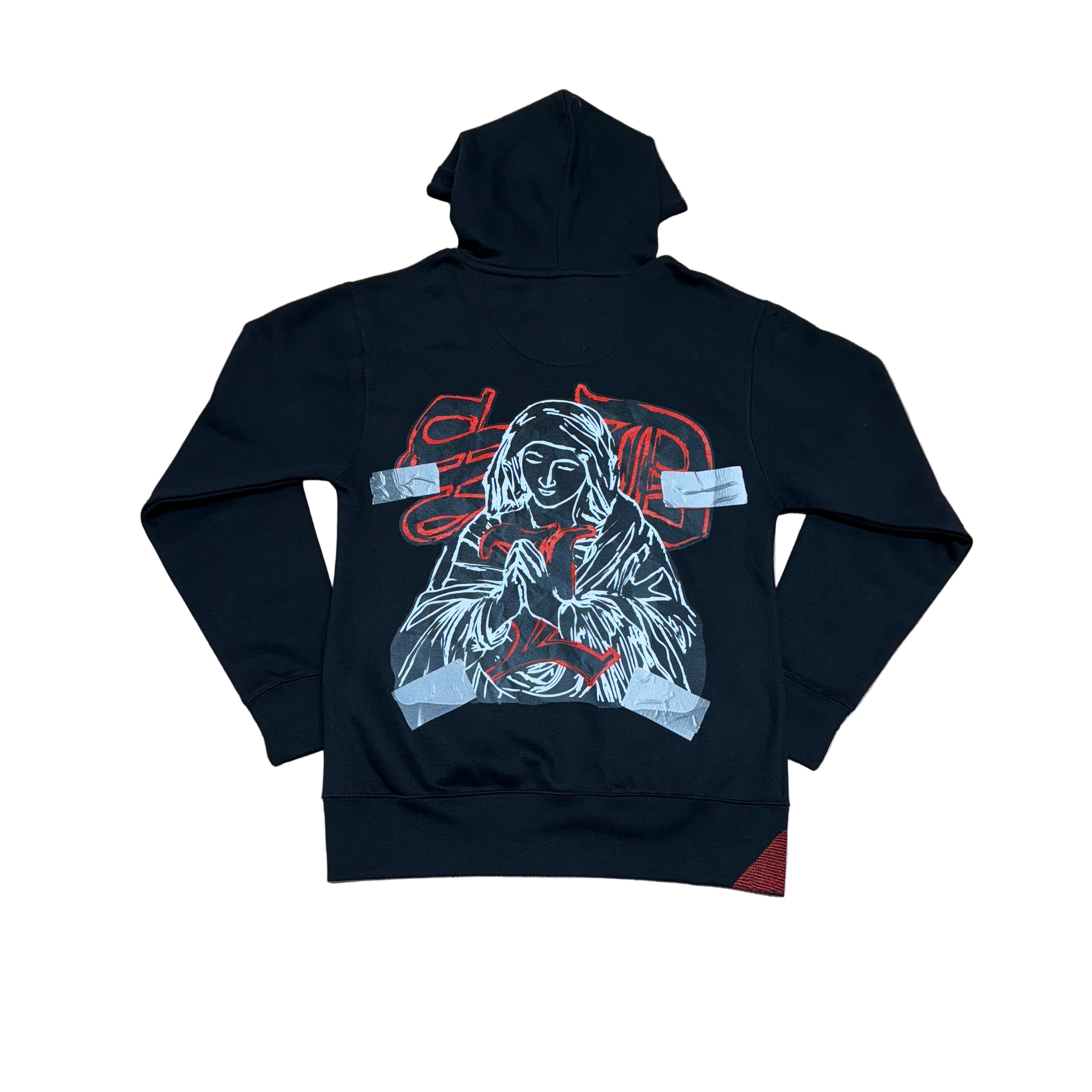 SKY DA LIMIT BLACK / RED TAPE VIRGIN MARY HOODIE
