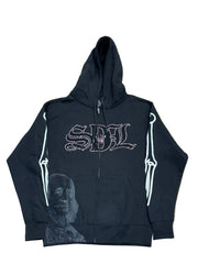 SKY DA LIMIT PINK BUDDHA/BLACK ZIP UP HOODIE (RHINESTONE)