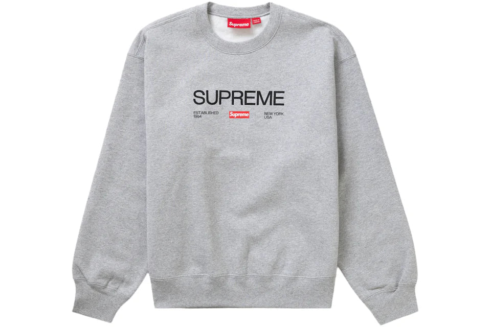 Supreme Established Crewneck Heather Grey