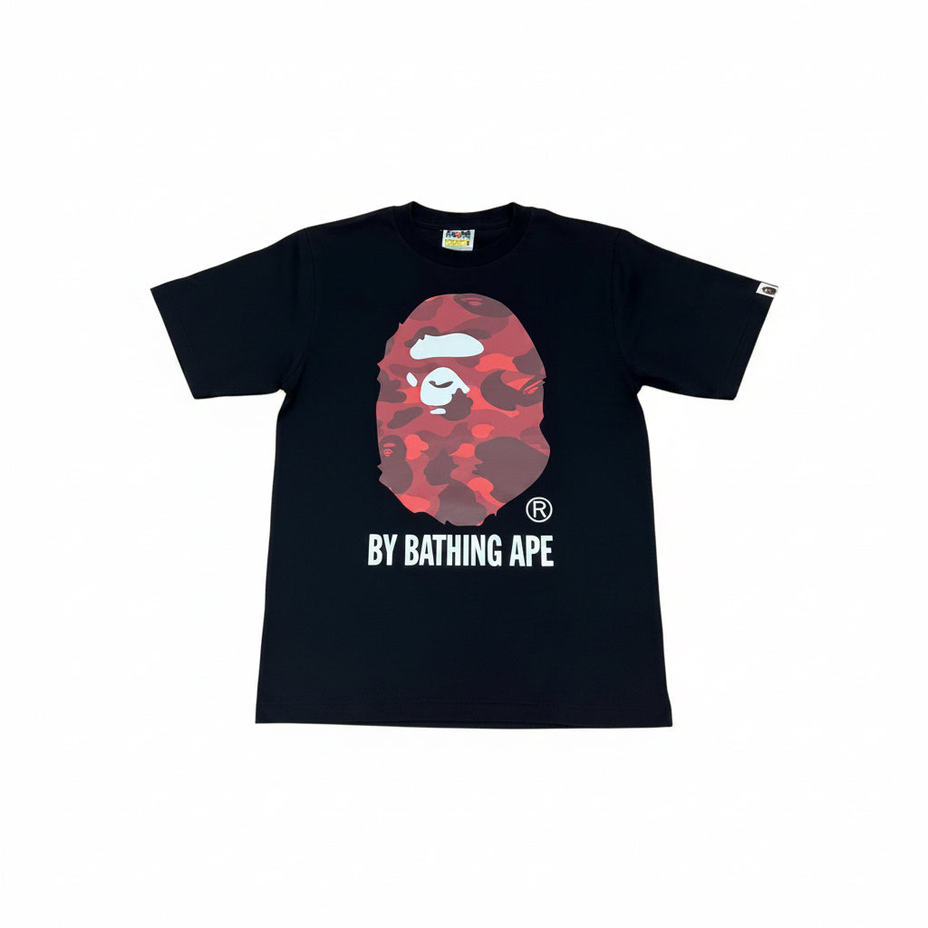 BAPE APE HEAD BLACK & RED T-SHIRT