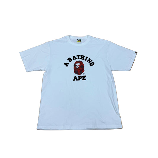 BAPE WHITE RED COLLEGE CAMO TEE
