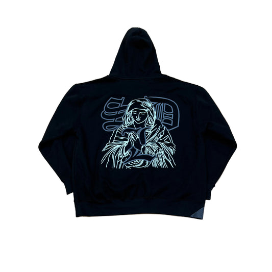 SKYS DA LIMIT BLACK WHITE VIRGIN MARY RHINESTONE HOODIE