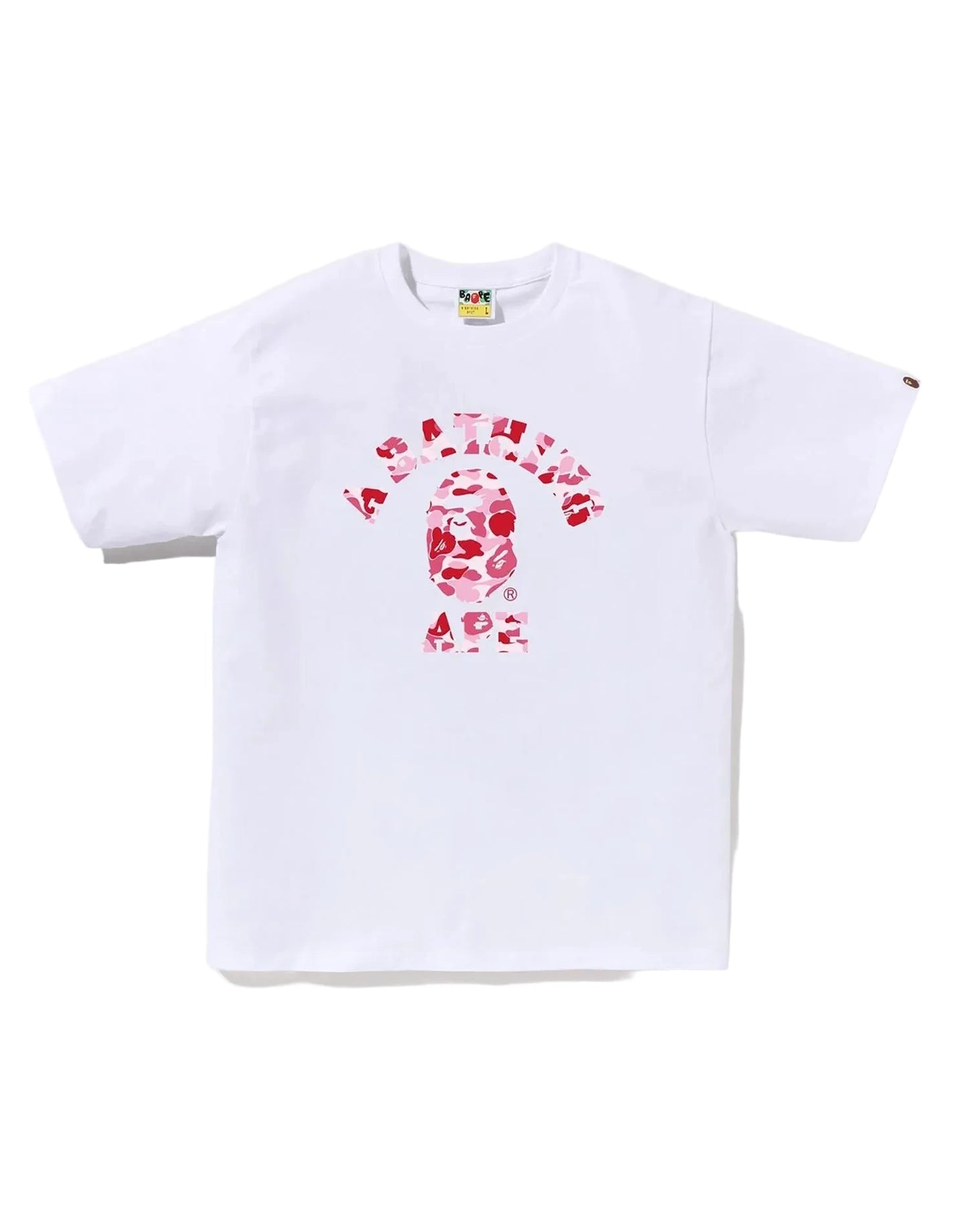 BAPE PINK CAMO COLLEGE WHITE T-SHIRT