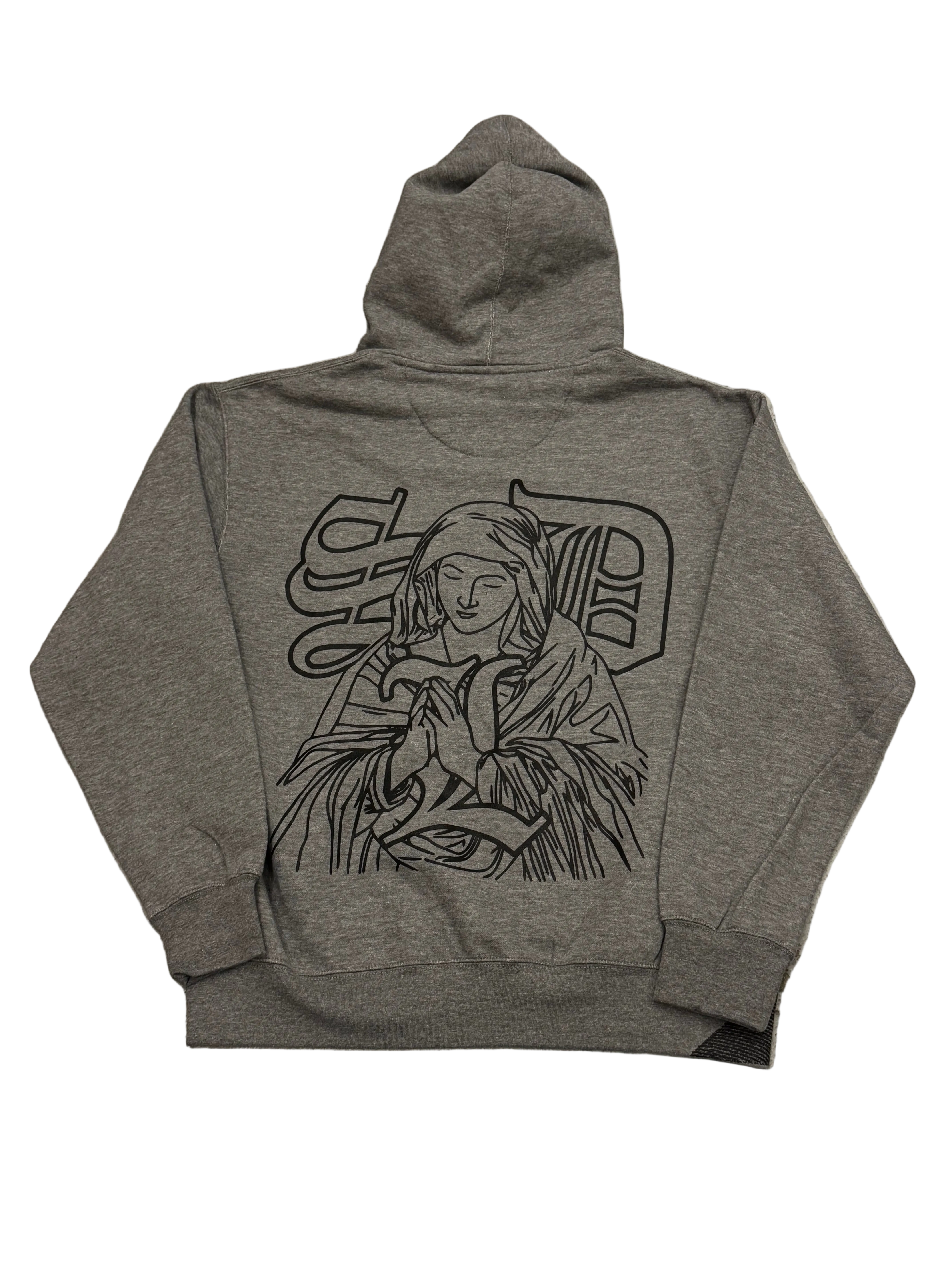 SKY DA LIMIT BLACK VIRGIN MARY GREY HOODIE