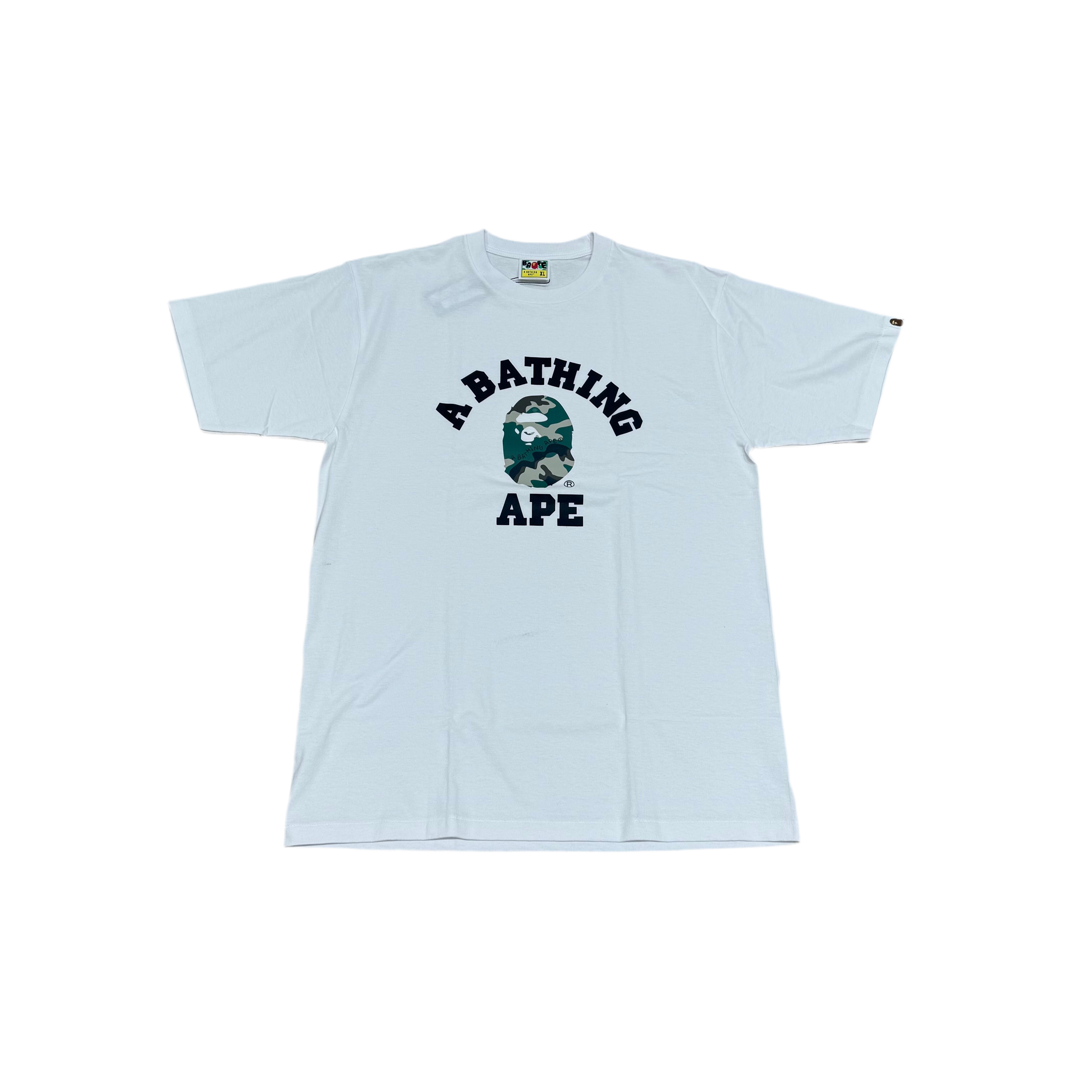 BAPE WOODLAND CAMO CLASSIC LOGO WHITE T-SHIRT