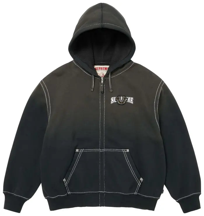 Supreme x True Religion black zip-up jacket with front zipper and streetwear design