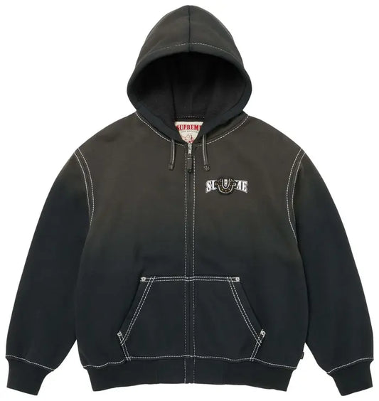 Supreme x True Religion black zip-up jacket with front zipper and streetwear style