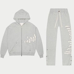 GODSPEED GREY SLIVER SATIN SWEATSUIT (TOP & BOTTOM
