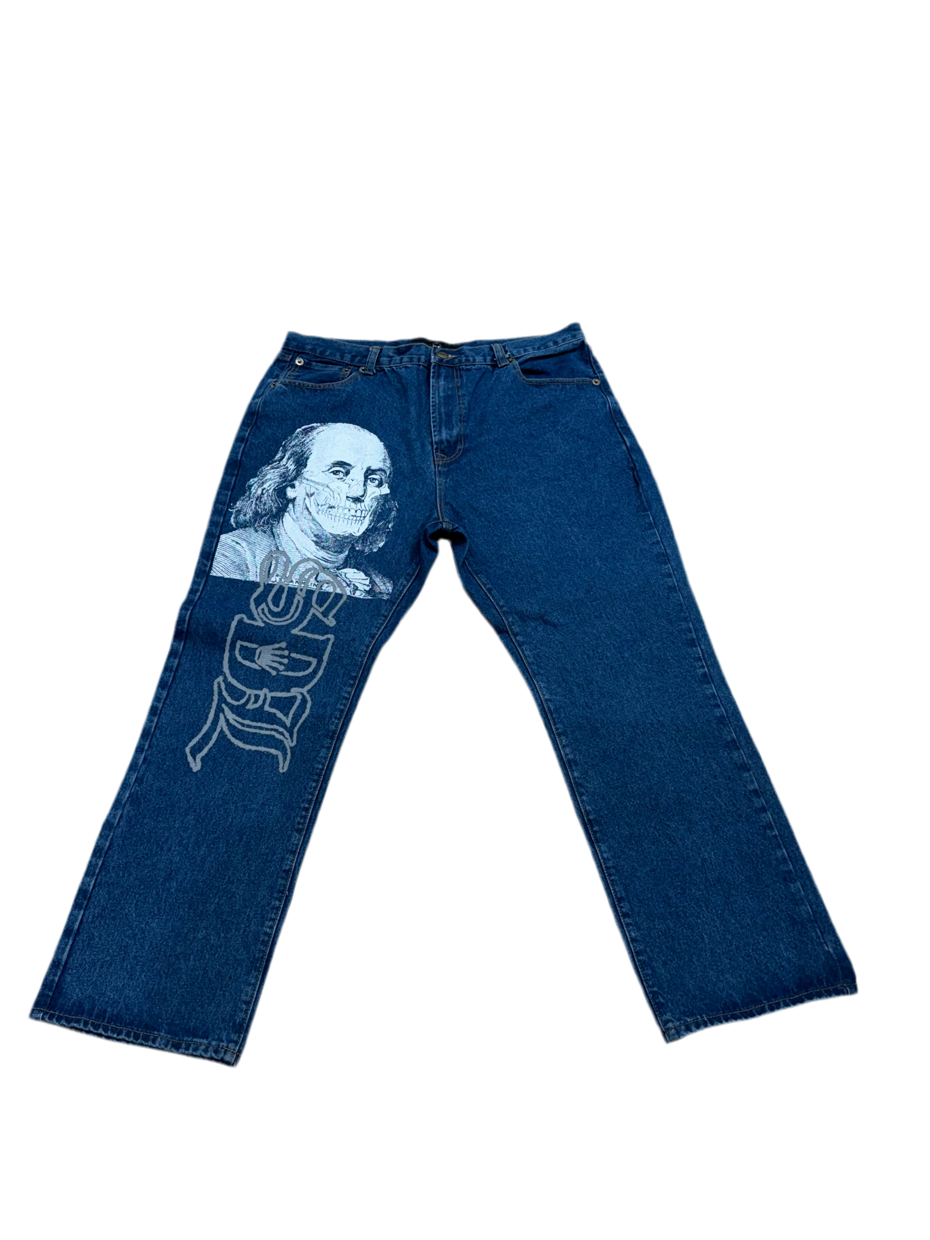 SKY DA LIMIT BENJAMIN SKELETON BLUE/WHITE JEANS