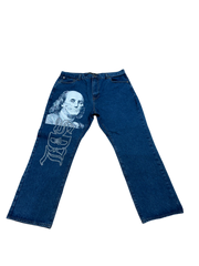 SKY DA LIMIT BENJAMIN SKELETON BLUE/WHITE JEANS