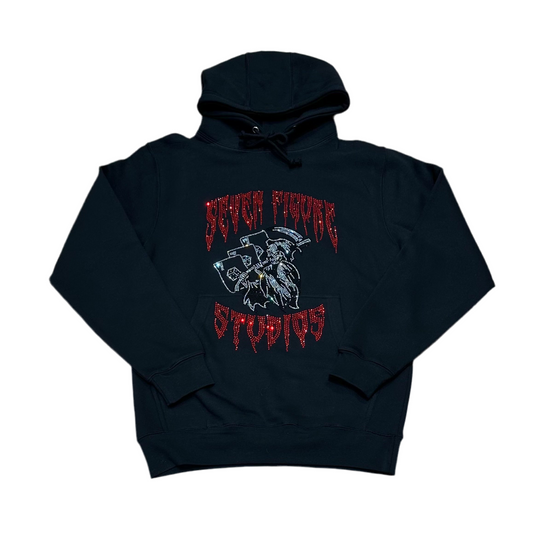 7 FIGURE STUDIOS 'LUCKY 7'S' RED RHINESTONE HOODIE