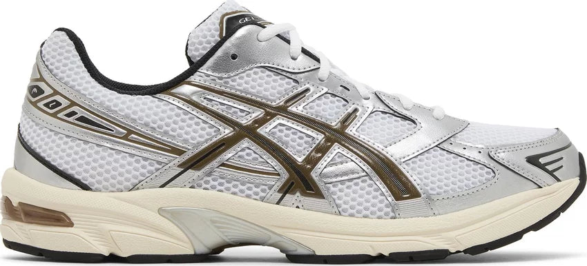 Asics Gel-1130 sneakers in white with clay and canyon accents for versatile casual wear