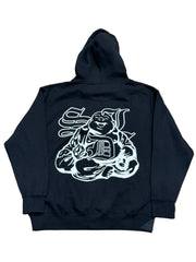 SKY DA LIMIT WHITE/ BLACK BUDDHA ZIP HOODIE (RHINESTONE)