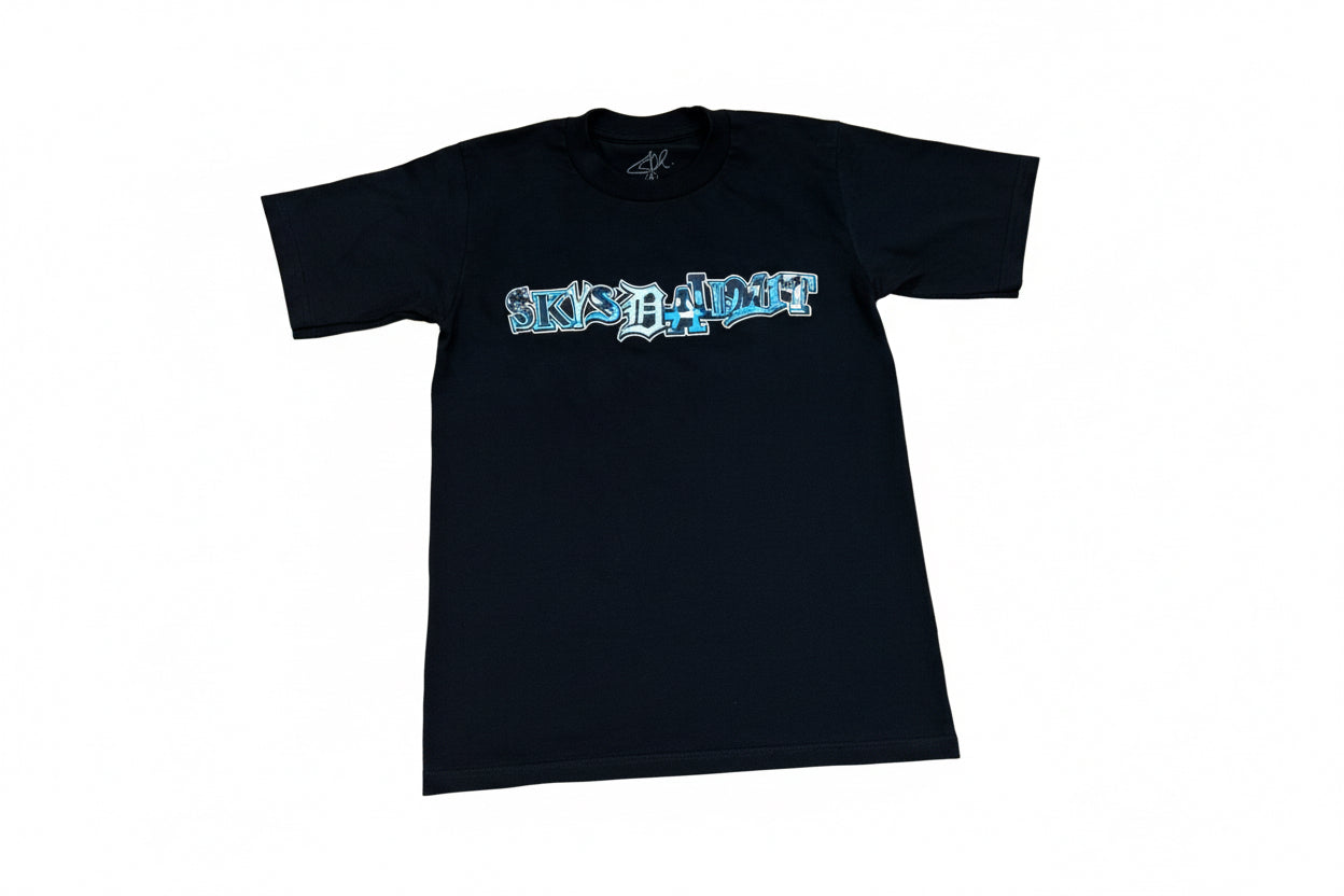 SKYS DA LIMIT BLUE CAMO BLACK T-SHIRT