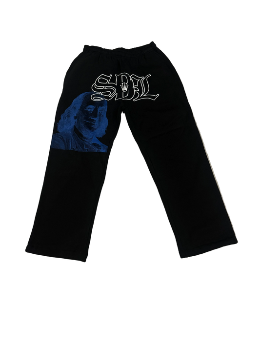 SKY DA LIMIT BLUE BENJAMIN BLACK SWEATPANTS