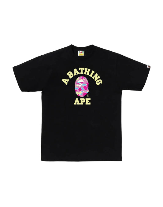 BAPE PINK & YELLOW CAMO COLLEGE TEE