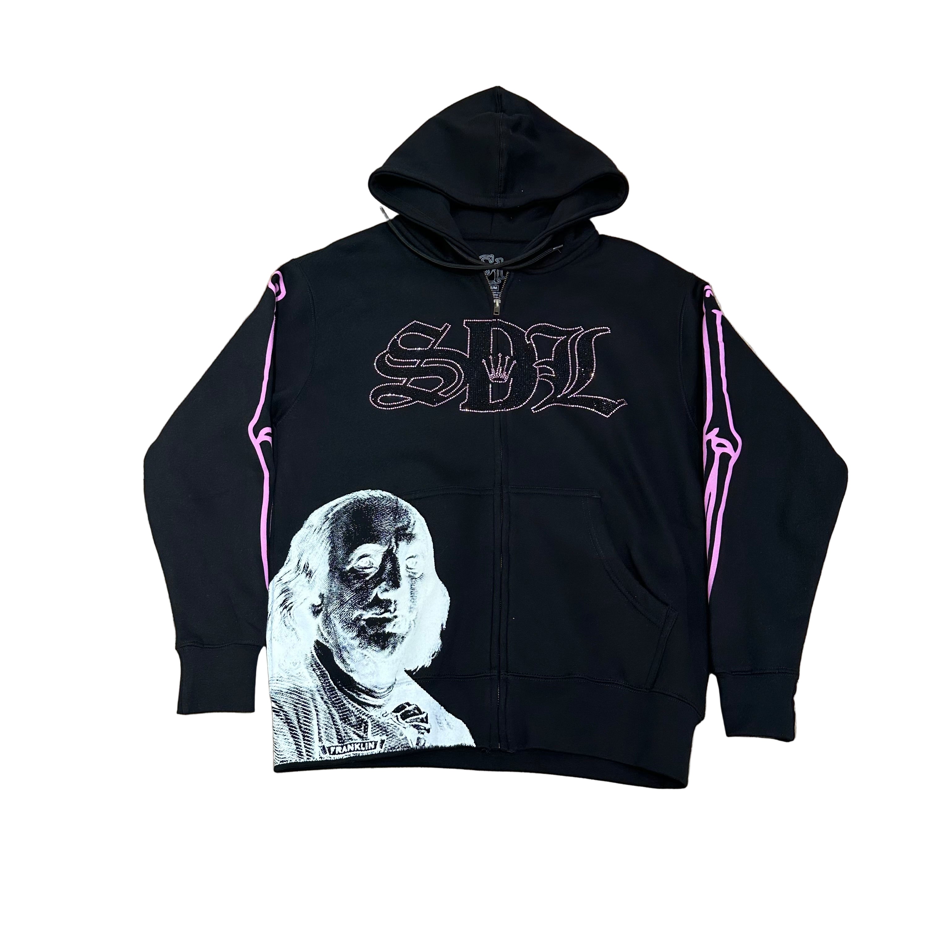 SKYS DA LIMIT PINK / BLACK RHINESTONE ZIP-UP