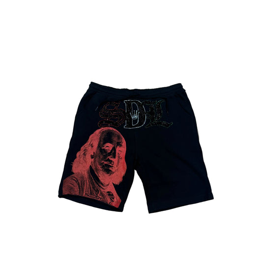 SKYS DA LIMIT MEXICO RHINESTONE BLACK RED SHORTS
