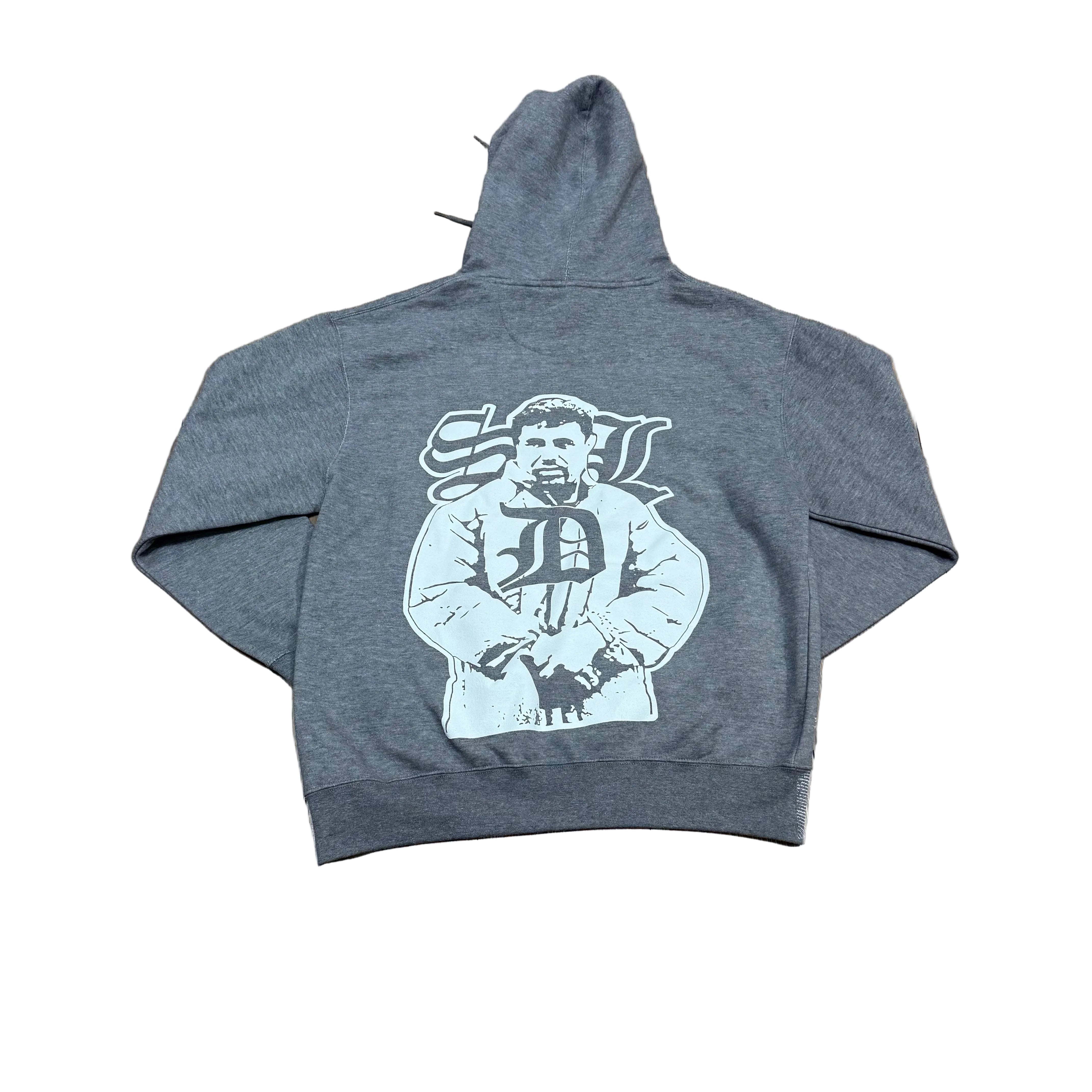 BLUE STRIPS WHITE BENJI/RED LA/ WHITE CHAPO GREY HOODIE