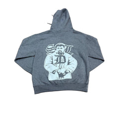 BLUE STRIPS WHITE BENJI/RED LA/ WHITE CHAPO GREY HOODIE