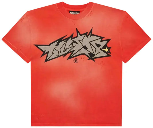 HELLSTAR CRACK PRINT RED T-SHIRT
