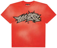 HELLSTAR CRACK PRINT RED T-SHIRT