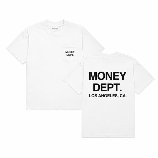 MONEY DEPT WHITE BLACK POCKET T-SHIRT