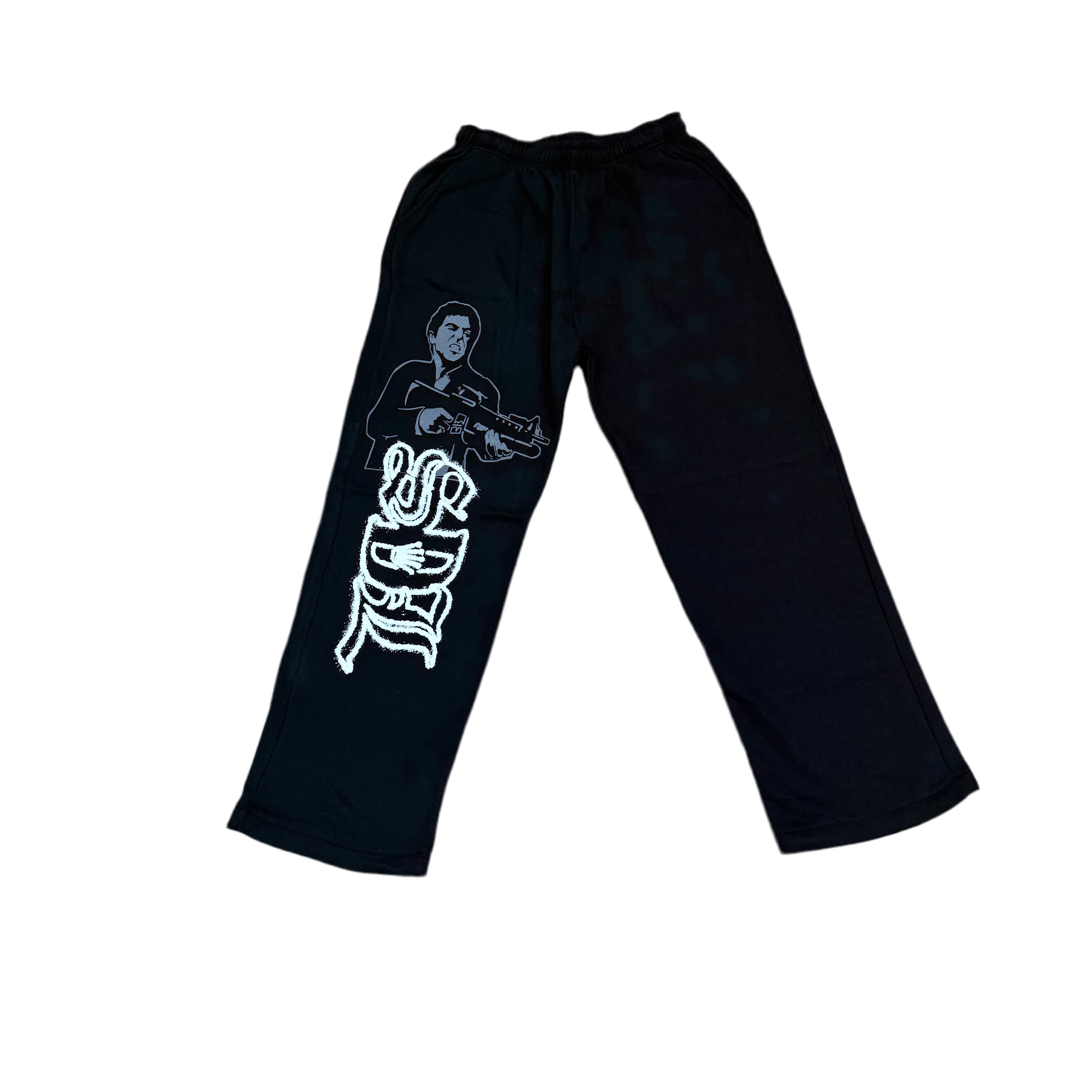 SKY DA LIMIT TONY MONTANA BLACK SWEATPANTS