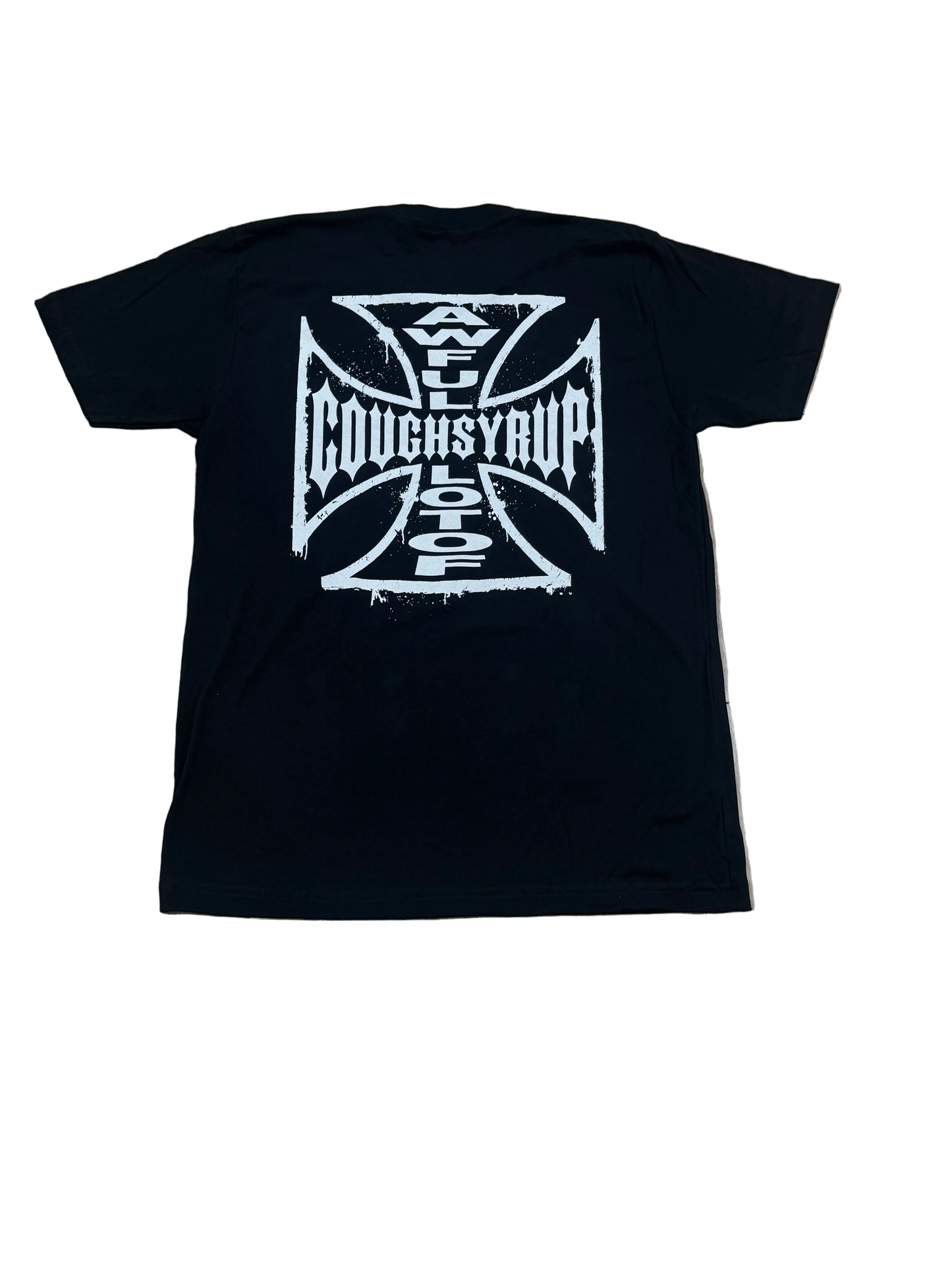 AWFUL LOT OF COUGH SYRUP CROSS BLACK T-SHIRT