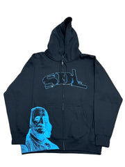 SKY DA LIMIT BONES BLUE/ BLACK BUDDAH ZIP HOODIE (RHINESTONE)