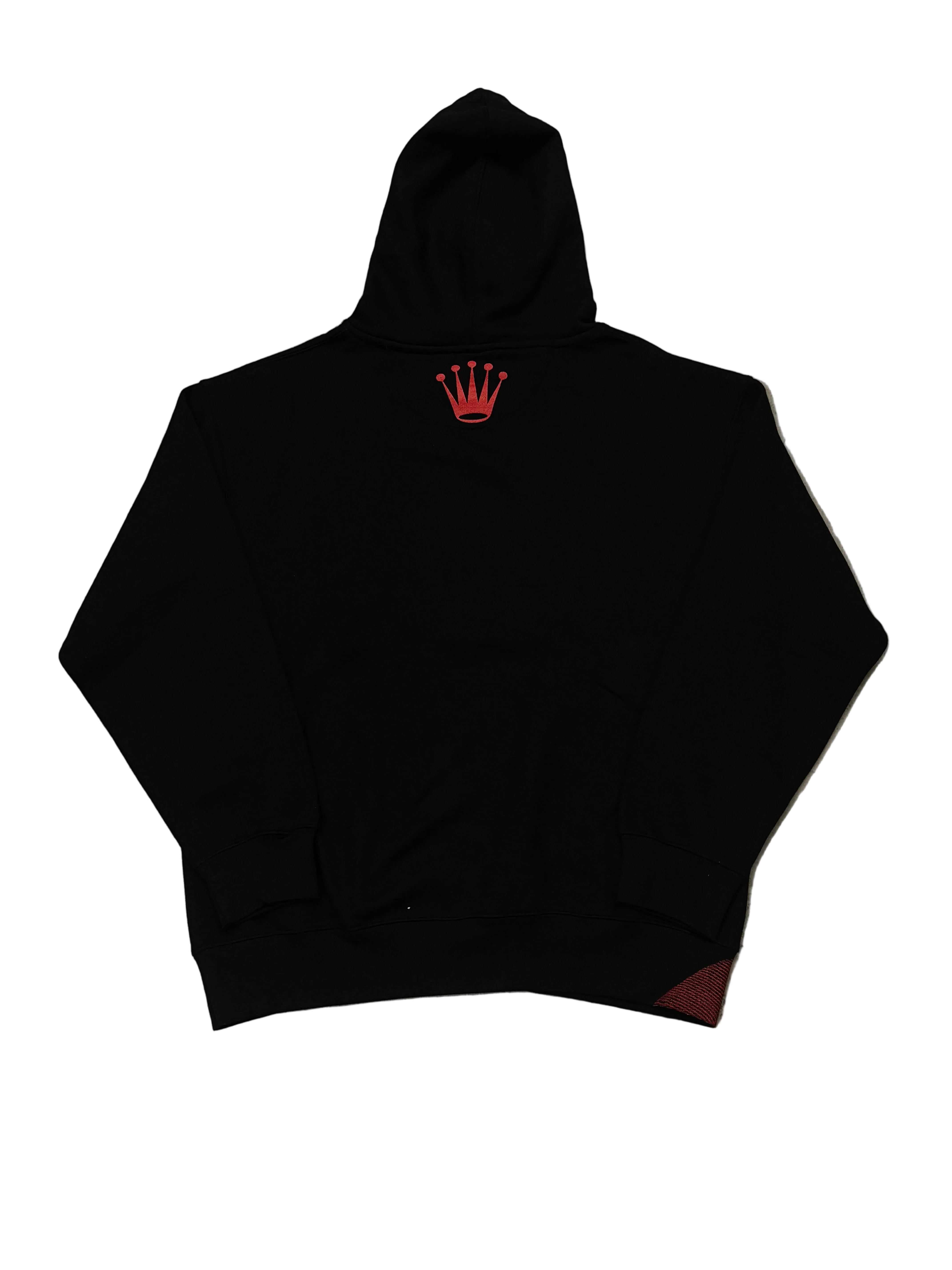 SKY DA LIMIT RED RHINESTONE CROWN BLACK HOODIE