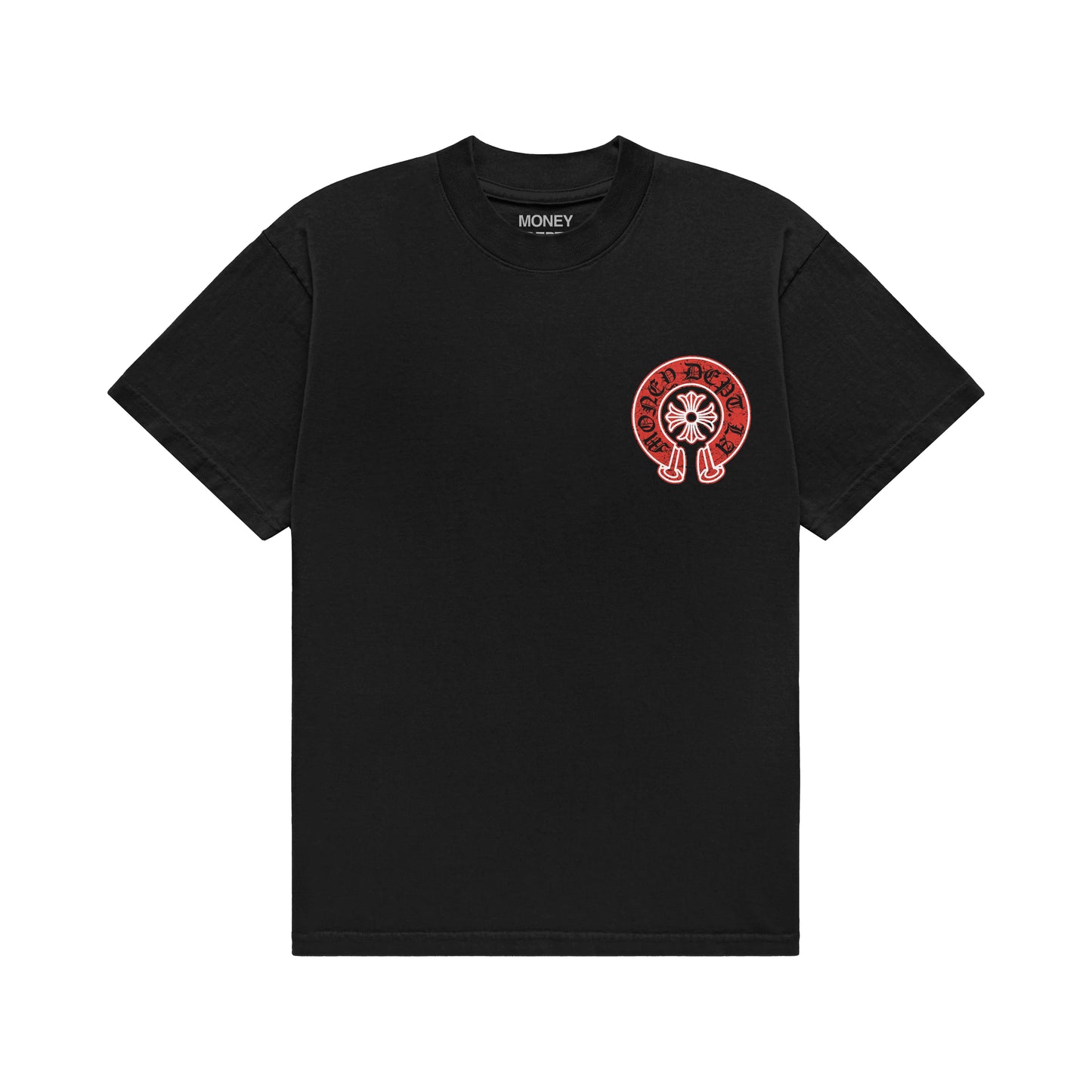MONEY DEPT BLACK & RED OLD ENGLISH TEE