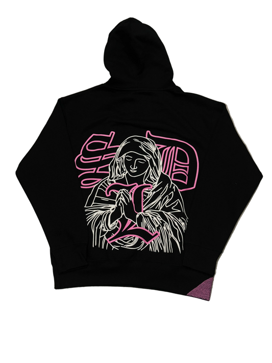 SKY DA LIMIT PINK/WHITE VIRGIN MARY BLACK HOODIE