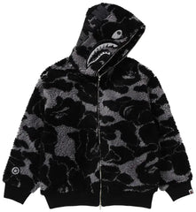 BAPE SHERPA BLACK BOA SHARK ZIP UP