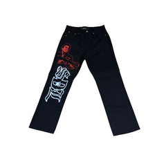 SKY DA LIMIT TONY MONTANA JET BLACK / RED JEANS
