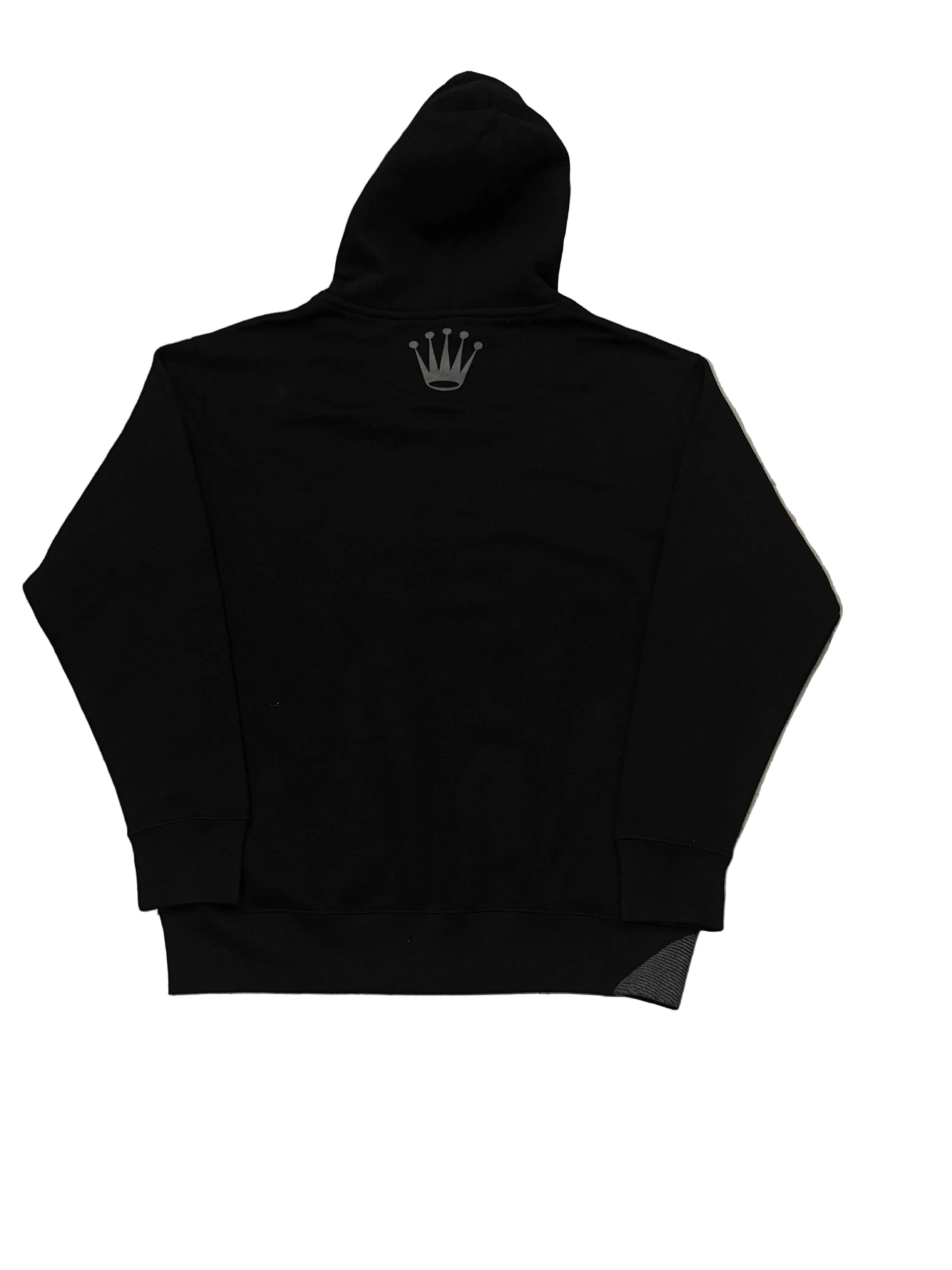 SKY DA LIMIT GREY/WHITE RHINESTONE CROWN BLACK HOODIE